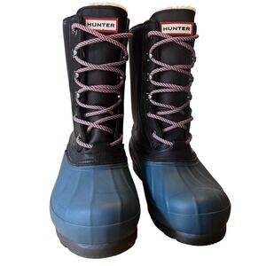 HUNTER ORIGINAL INSULATED PAC Boots Woman's Sz 6‎ EU 37 Turquoise/ Black